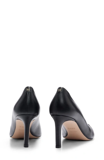 Shop Hugo Boss Janet Pointed Toe Pump In Black Leather