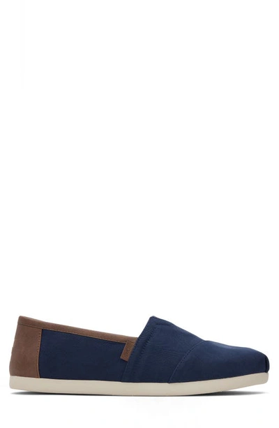 Toms Alpargata Faux Leather Trim Slip-on Sneaker In Navy
