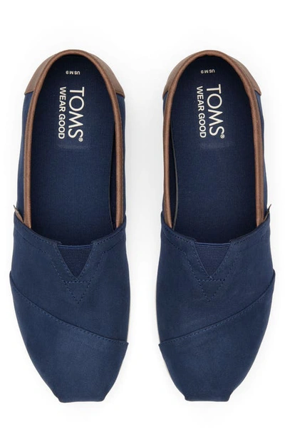 Shop Toms Alpargata Faux Leather Trim Slip-on Sneaker In Navy