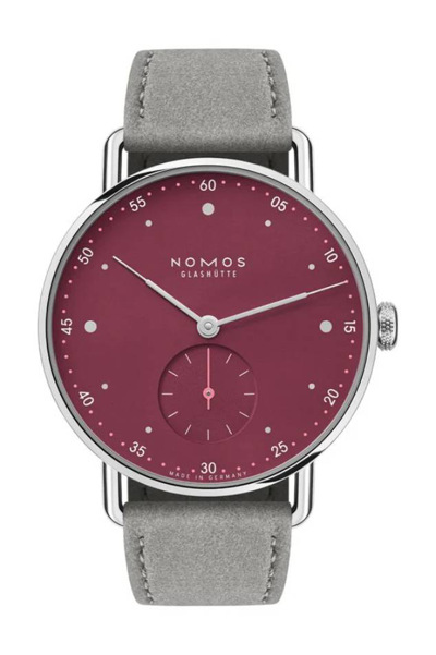 Shop Nomos Metro 33 Automatic Muted Red Dial Watch 1123 In Red   / Gray