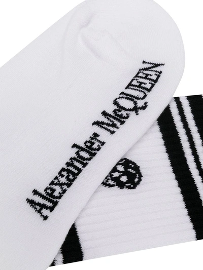 Shop Alexander Mcqueen Black And Socks With Skull And Stripes In White