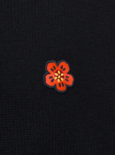 Shop Kenzo Black Sweatshirt With Boke Flower Print In Wool Man