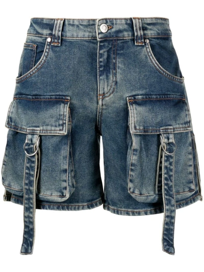Shop Blumarine Denim Cotton Shorts In Blue