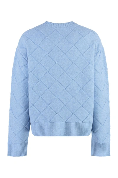 Shop Bottega Veneta Crew-neck Wool Sweater In Blue