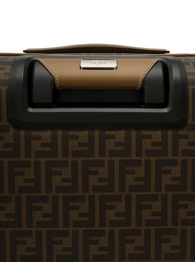 Shop Fendi Brown All-over Ff Print Small Trolley Suitcase Man