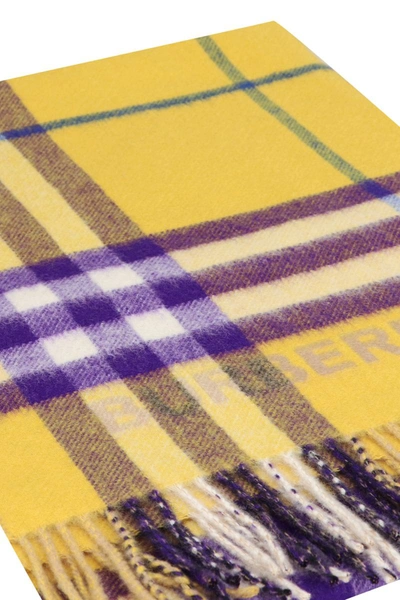 Shop Burberry Cashmere Scarf In Yellow