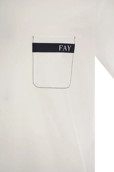 Shop Fay Cotton T-shirt With Pocket In White
