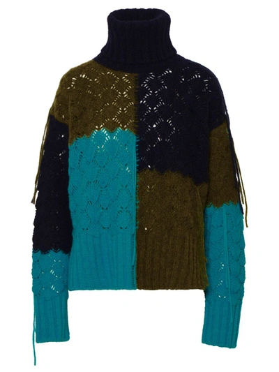 Shop Alanui Multicolored Alpaca Blend Turtleneck Sweater