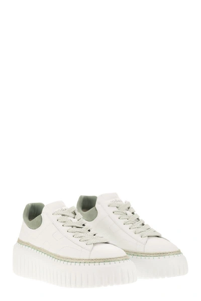 Shop Hogan H-stripes - Sneakers In White/sage