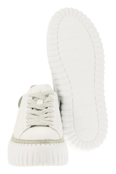 Shop Hogan H-stripes - Sneakers In White/sage