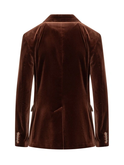 Shop Etro Double-breasted Blazer In Brown