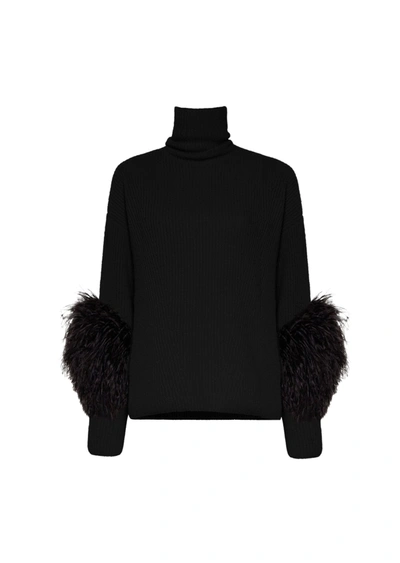 Shop Lapointe Cashmere Silk Turtleneck With Feathers In L
