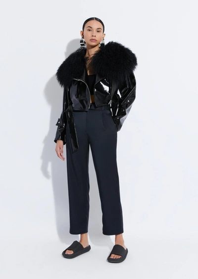 Lapointe Patent Faux Leather Belted Moto Jacket