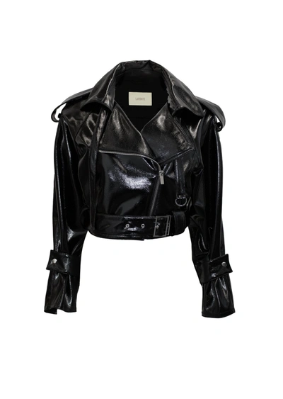 Shop Lapointe Patent Faux Leather Belted Moto Jacket