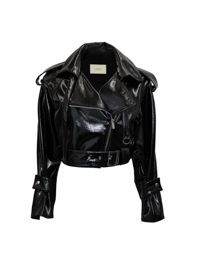 Lapointe Patent Faux Leather Belted Moto Jacket