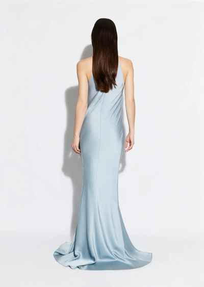 Lapointe Satin Halter Gown With Feathers In 10