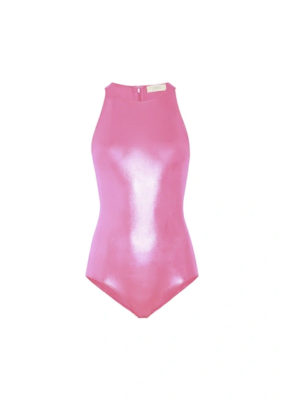 Lapointe Coated Jersey Halterneck Bodysuit In 12