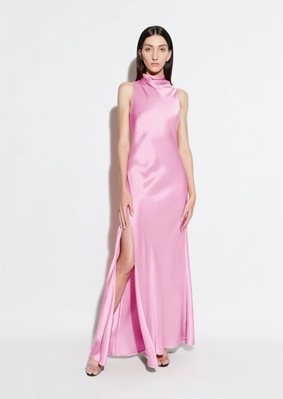 Lapointe Satin Drape Neck Sleeveless Dress In 10