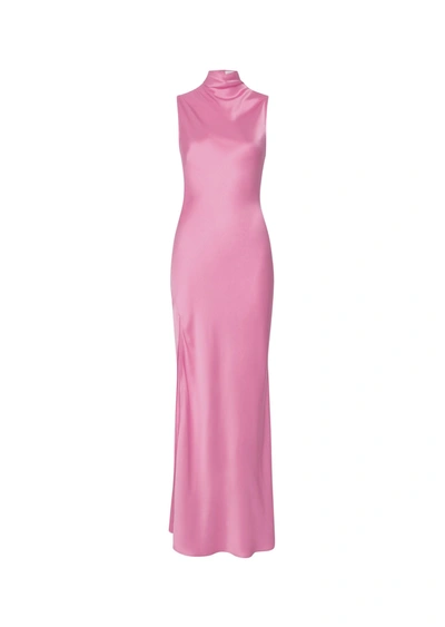 Shop Lapointe Satin Drape Neck Sleeveless Dress In 10