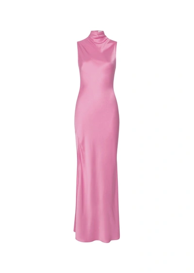 Lapointe Satin Drape Neck Sleeveless Dress In 10