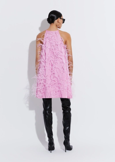 Lapointe Satin Feather Embroidery Mini Dress In L