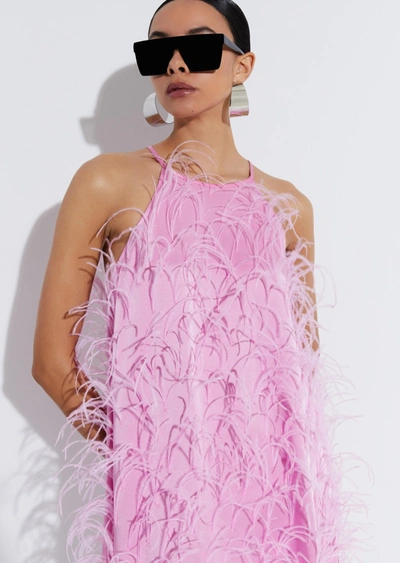 Lapointe Satin Feather Embroidery Mini Dress In L