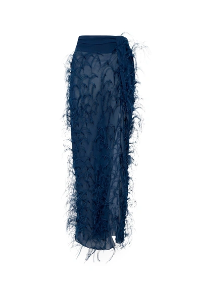 Shop Lapointe Georgette Maxi Skirt With Feathers In 14