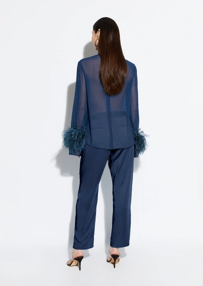 Lapointe Georgette Top With Feathers In 12