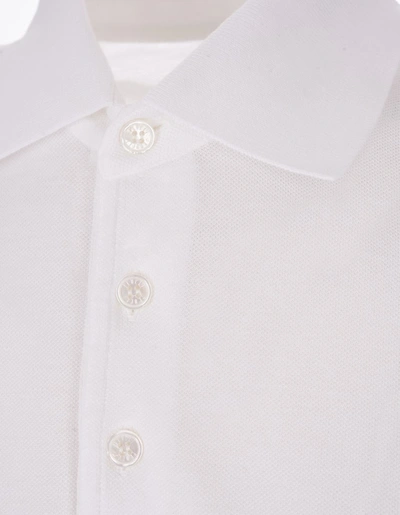 Shop Fedeli Cotton Pique Polo Shirt In White