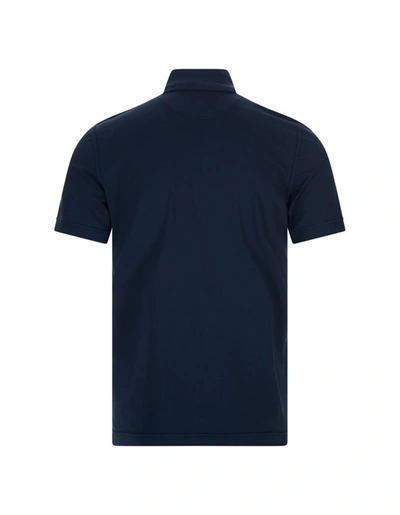 Shop Fedeli Short-sleeved Polo Shirt In Navy Cotton In Blue