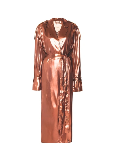 Lapointe Metallic Silk Double Breasted Trench