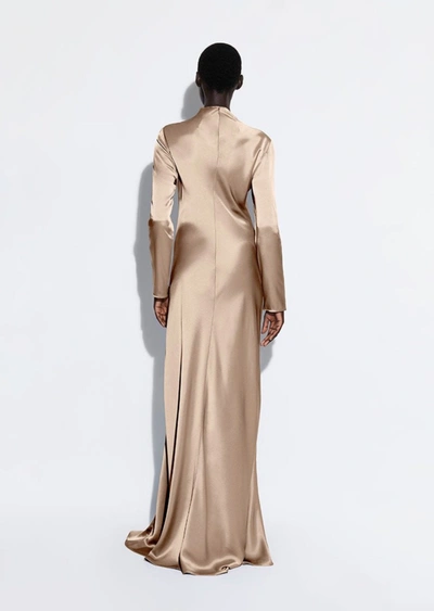Lapointe Satin Bias Tab Gown With Slit In 14