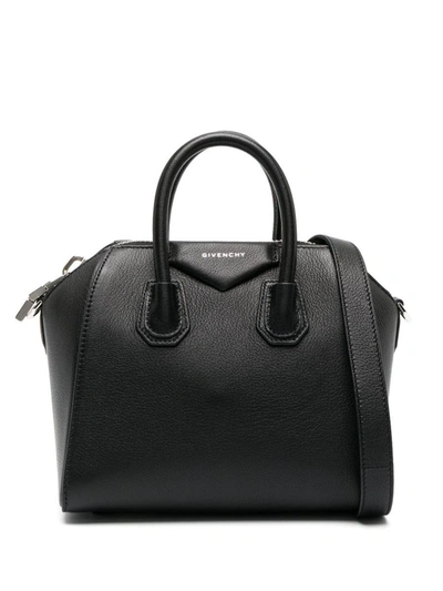 Shop Givenchy Antigona Mini Leather Handbag In Black