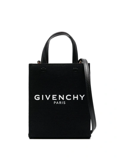 Shop Givenchy G-tote Mini Canvas Shopping Bag In Black