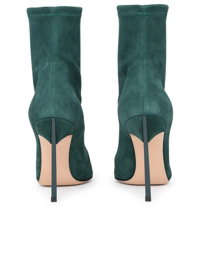 Shop Casadei Green Suede Blade Ankle Boots