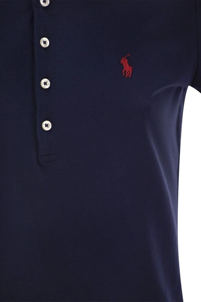Shop Polo Ralph Lauren Cotton Polo Shirt In Navy Blue