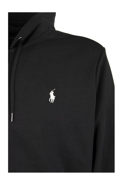 Shop Polo Ralph Lauren Double-knitted Hoodie In Black