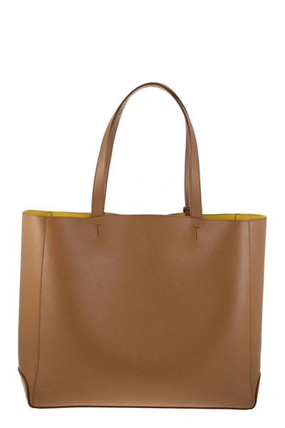 Shop Tod's Leather Shopping Bag In Brown