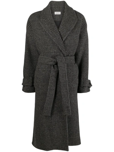 P.a.r.o.s.h Check Pattern Long Coat In Fantasia Grigio Scuro