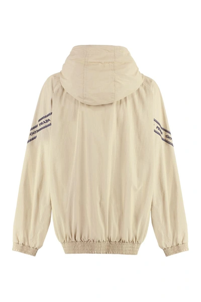 Shop Prada Techno Fabric Hoodie In Brown