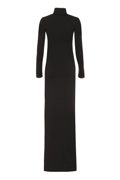 Saint Laurent Cutout Wool Turtleneck Maxi Dress In Black