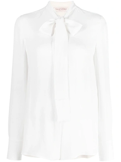 Shop Valentino Silk Bow-tie Shirt In White