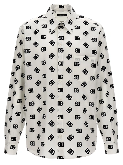 Shop Dolce & Gabbana All Over Logo Shirt Shirt, Blouse White/black