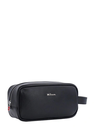 Shop Kiton Leather Beauty Case With Metal Logo