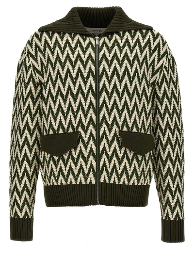 Shop Lanvin Curb Chevron Sweater, Cardigans Multicolor