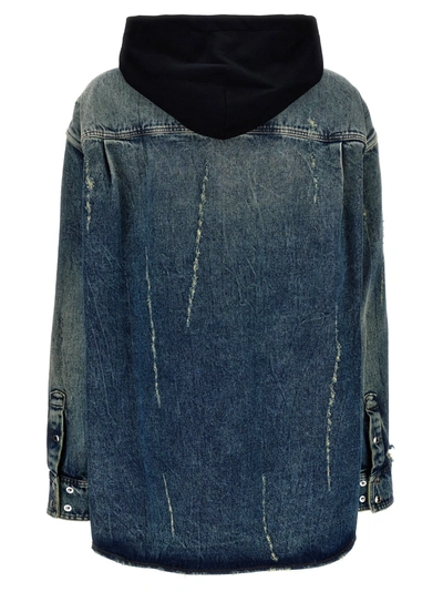 Shop Dolce & Gabbana Denim Hooded Overshirt Shirt, Blouse Blue