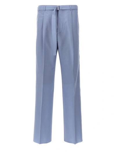 Shop Lanvin Front Pleat Pants Light Blue