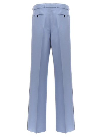 Shop Lanvin Front Pleat Pants Light Blue