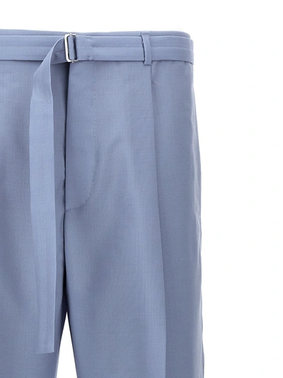 Shop Lanvin Front Pleat Pants Light Blue