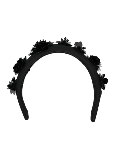 Shop Prada Floral-embellished Hairband In Black